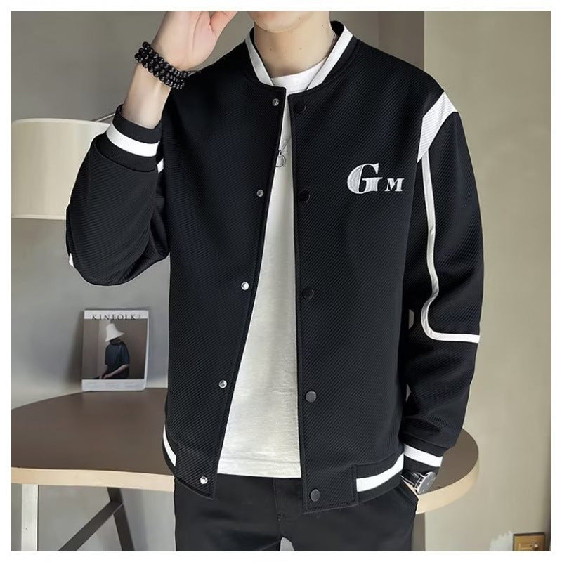 Herren Leichte Varsity-Bomberjacke mit Strukturgewebe, Rippbündchen und Druckknopffront Nord Taschen