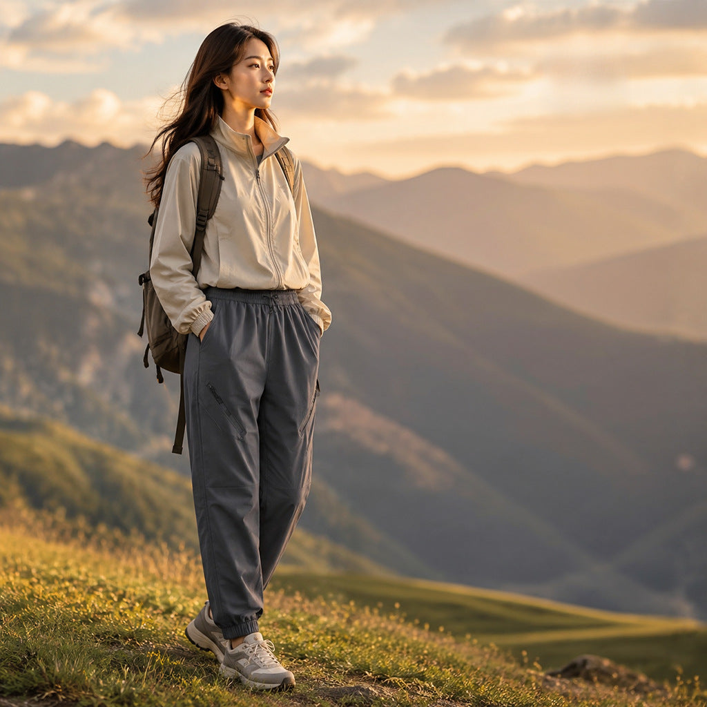 Damen Technische Trekking-Joggerhose mit elastischem Bund, Reißverschlusstaschen und windabweisender Oberfläche Nord Taschen
