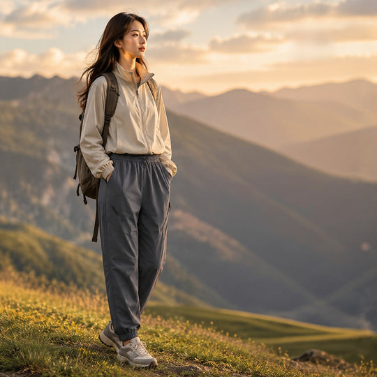 Damen Technische Trekking-Joggerhose mit elastischem Bund, Reißverschlusstaschen und windabweisender Oberfläche Nord Taschen