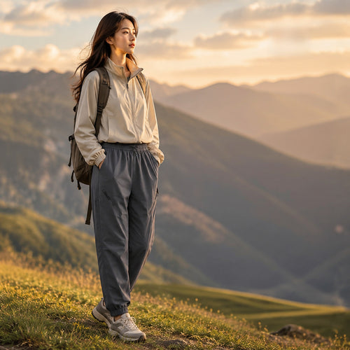 Damen Technische Trekking-Joggerhose mit elastischem Bund, Reißverschlusstaschen und windabweisender Oberfläche Nord Taschen