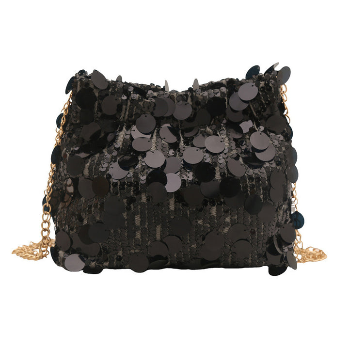 Damen elegante Umhängetasche mit funkelnden Pailletten und goldener Kette Nord Taschen