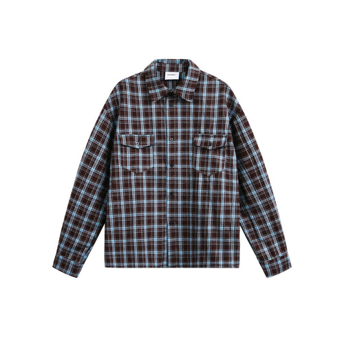 Herren Karierter Flanell-Overshirt-Jacke mit aufgesetzten Brusttaschen Nord Taschen