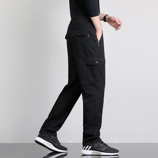 Herren Lockere Cargohose mit elastischem Bund, Multifach‑Taschen & geradem Bein Nord Taschen