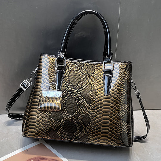 Damen elegante Handtasche aus reptilprägiertem Kunstleder mit abnehmbarem Schulterriemen Nord Taschen
