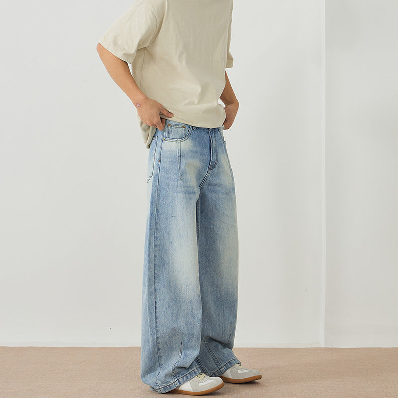 Herren Extreme Baggy-Denimhose im bodenlangen Palazzoschnitt mit tiefem Schritt Nord Taschen