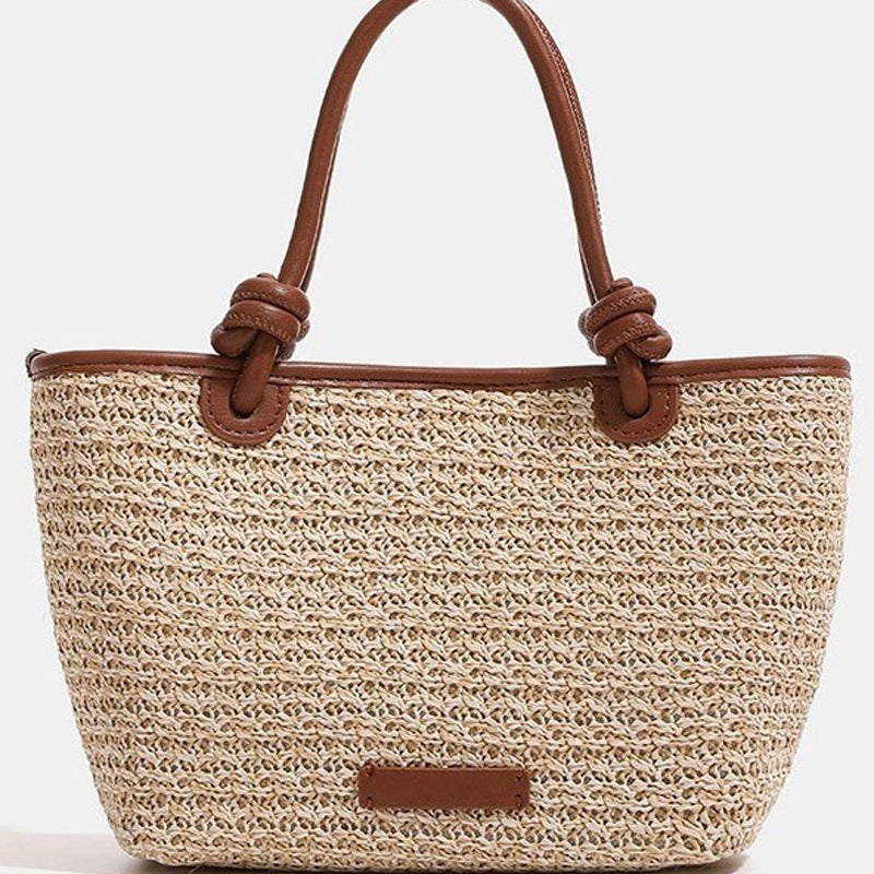 Damen Strohtasche mit elegantem Lederakzent Nord Taschen