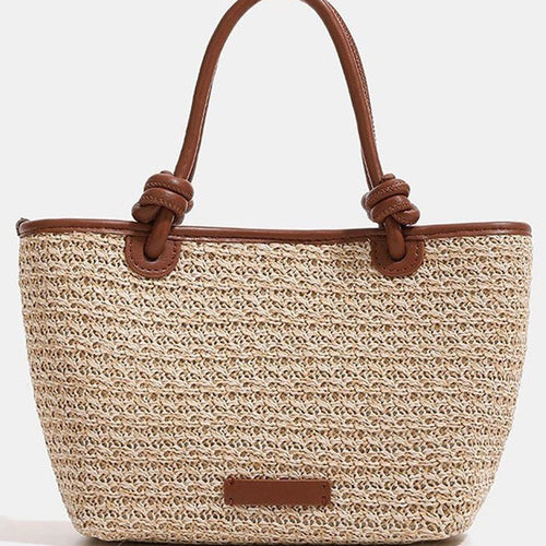 Damen Strohtasche mit elegantem Lederakzent Nord Taschen