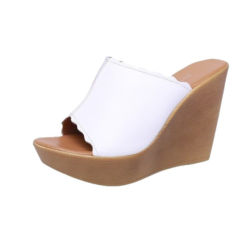 Damen Absatzsandalen aus hochwertigem Leder mit Wedge-Design