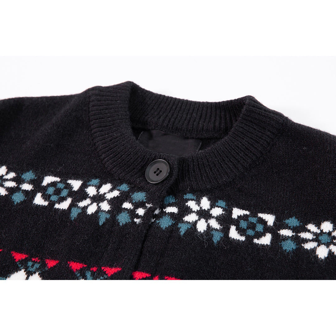 Damen Norwegermuster Strickcardigan mit Knopfleiste und Oversize-Schnitt Nord Taschen