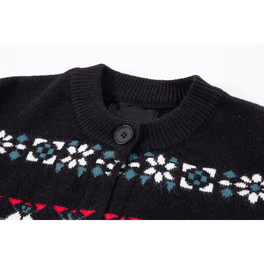 Damen Norwegermuster Strickcardigan mit Knopfleiste und Oversize-Schnitt Nord Taschen