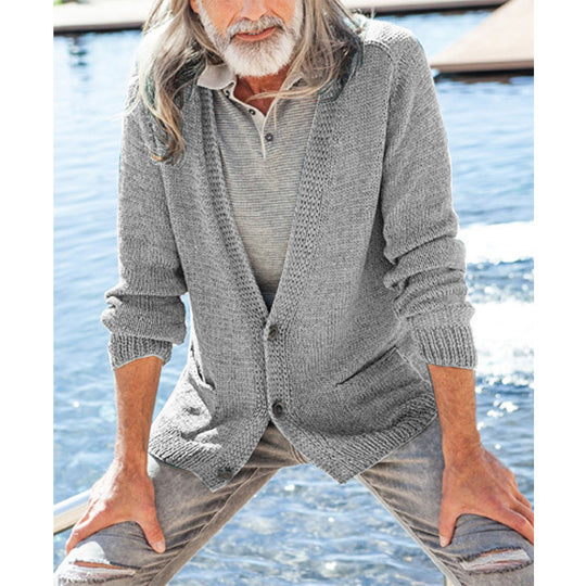 Herren Strickcardigan mit Kapuze und aufgesetzten Taschen Nord Taschen