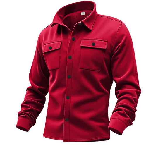 Herren lässige Button-Down Hemdjacke mit zwei seitlichen Brusttaschen und klassischem Kragen