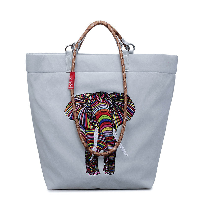 Damen Freizeit Tote Tasche mit buntem Elefantenmotiv Nord Taschen
