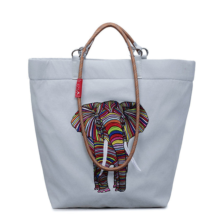 Damen Freizeit Tote Tasche mit buntem Elefantenmotiv Nord Taschen