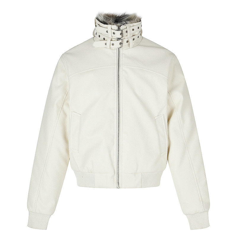 Damen taillierte Kurzjacke mit hohem Nackenriegel, Kunstfellbesatz und Rippbündchen Nord Taschen