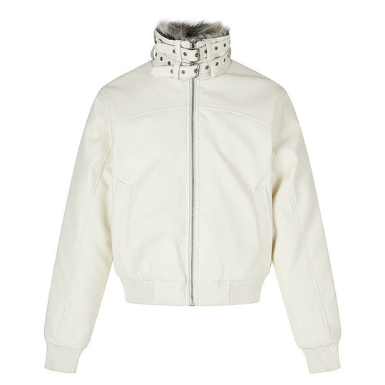 Damen taillierte Kurzjacke mit hohem Nackenriegel, Kunstfellbesatz und Rippbündchen Nord Taschen