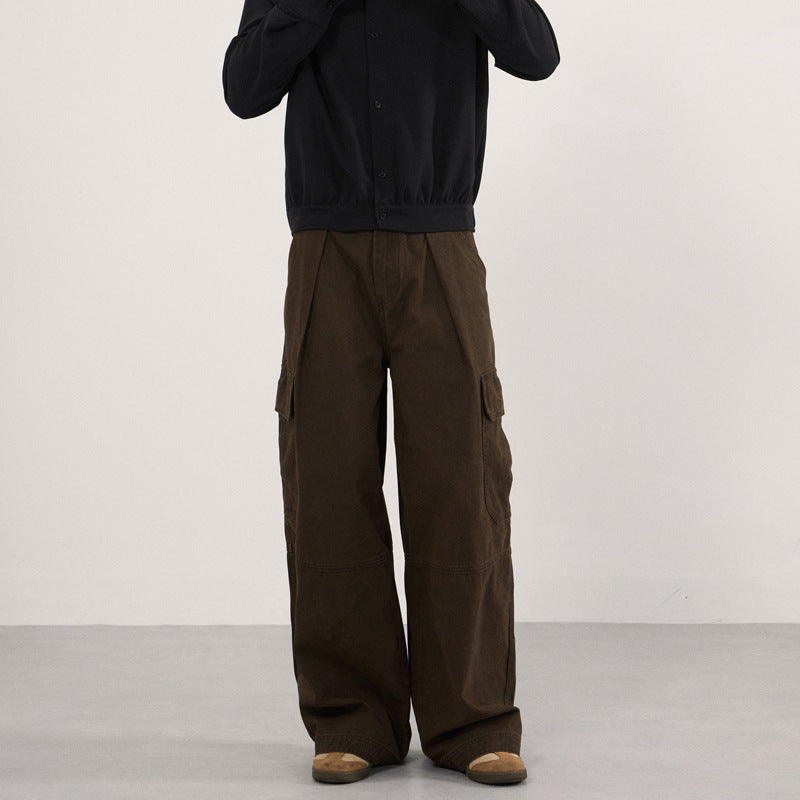 Herren Extraweite Canvas‑Cargohose mit hoher Bundlinie, Knieabnähern und aufgesetzten Pattentaschen Nord Taschen