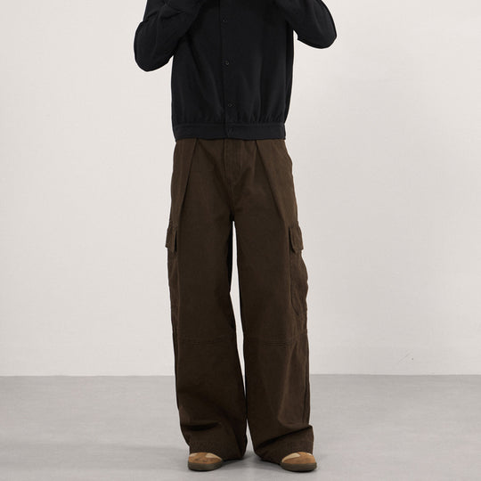 Herren Extraweite Canvas‑Cargohose mit hoher Bundlinie, Knieabnähern und aufgesetzten Pattentaschen Nord Taschen