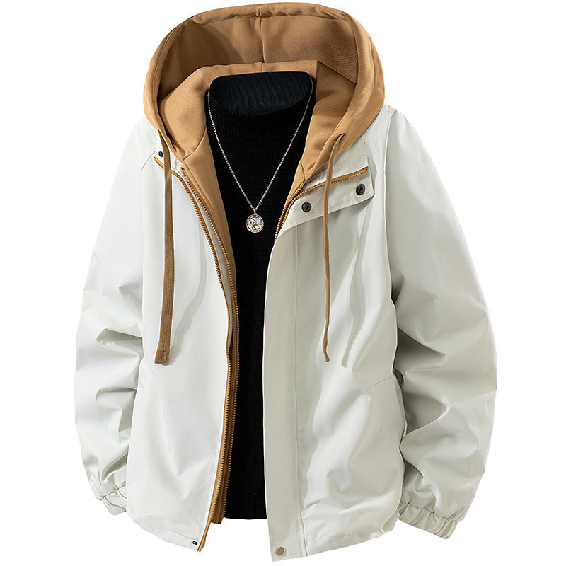 Herren Zweilagige Windbreaker-Kapuzenjacke mit Kontrastfutter und verdecktem Reißverschluss Nord Taschen