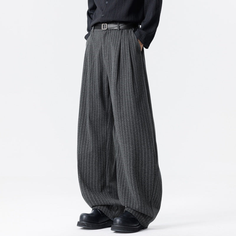 Damen Weite High‑Waist Plissee-Hose aus Wollmix mit elastischem Bund und weitem Bein Nord Taschen