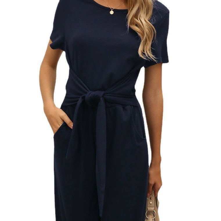 Damen Jumpsuit mit taillierbarem Bindegürtel und praktischen Taschen Nord Taschen