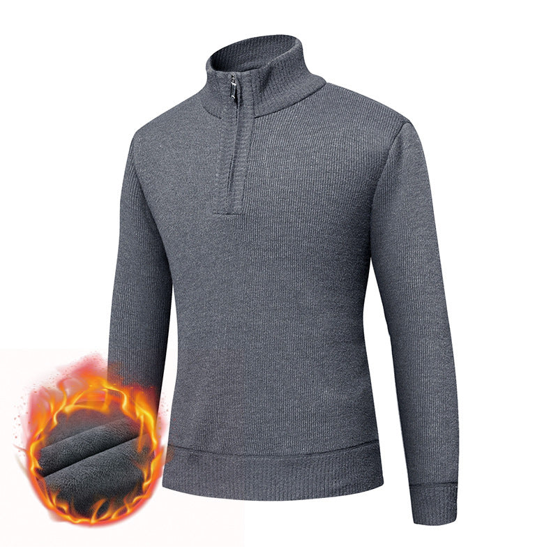 Herren Thermo-gefütterter Halbzip-Pullover mit Stehkragen und wärmender Fleece-Innenseite Nord Taschen