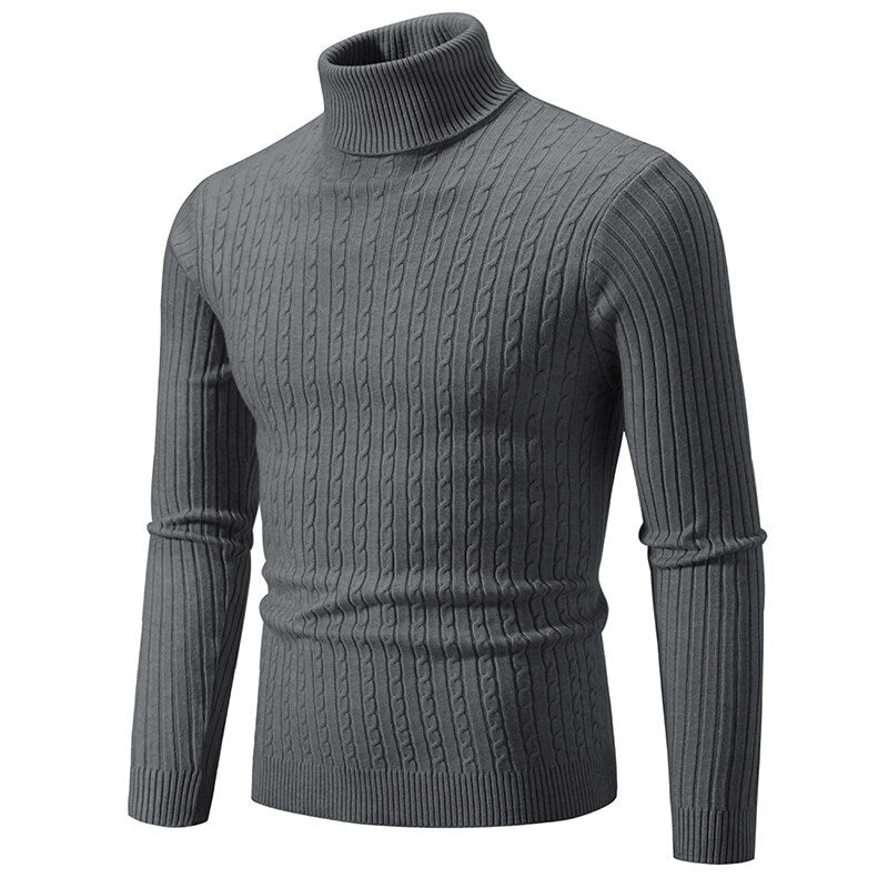 Herren Rollkragenpullover mit Zopfstrick und schlanker Passform Nord Taschen