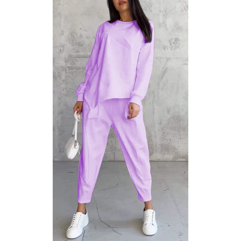 Damen Lässiges Zweiteiliges Lounge-Set mit Oversize-Sweatshirt und taillierter Tapered-Hose Nord Taschen