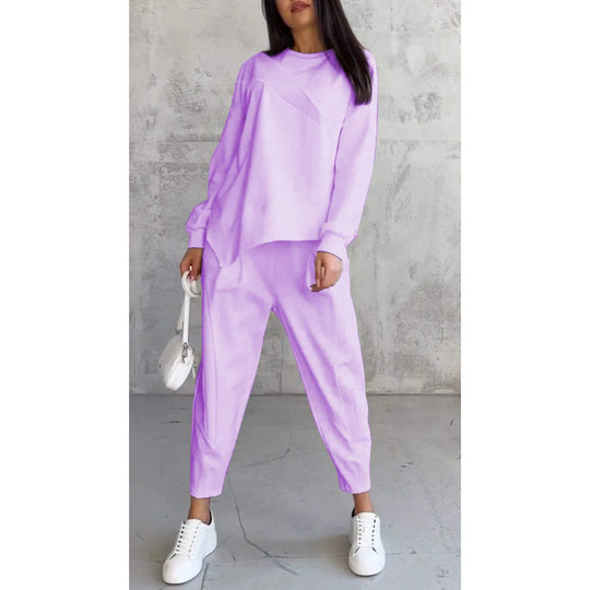 Damen Lässiges Zweiteiliges Lounge-Set mit Oversize-Sweatshirt und taillierter Tapered-Hose Nord Taschen