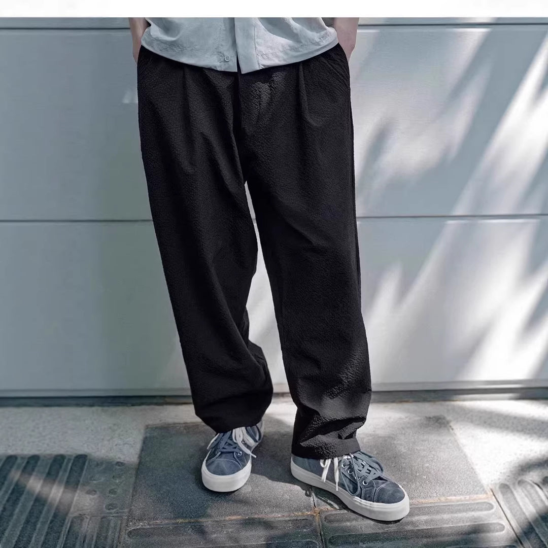 Herren Texturierte Jogginghose mit elastischem Bund Kordelzug und tapered Bein Nord Taschen