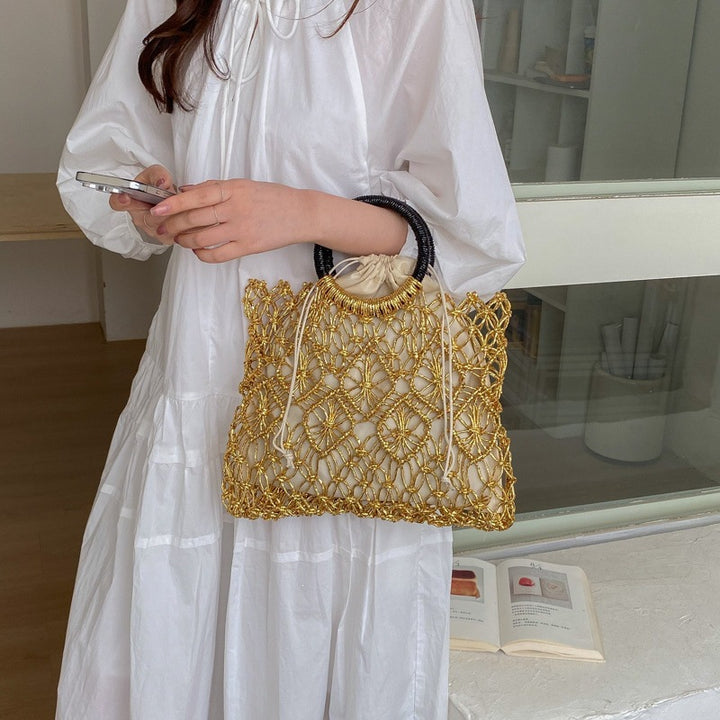 Damen gehäkelte Designer-Handtasche mit einzigartigem Ringhenkel Nord Taschen