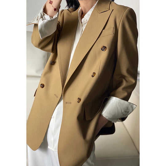 Damen Doppelreiher Wollblazer Nord Taschen
