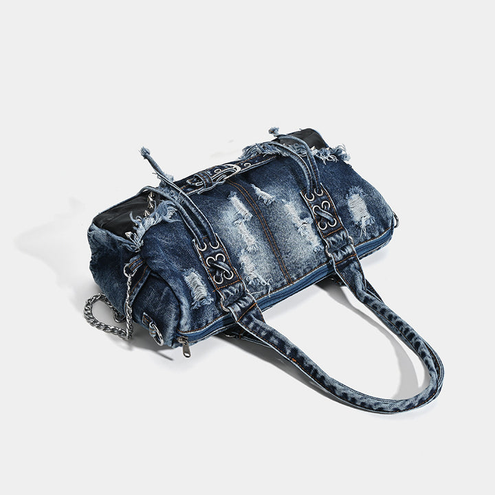 Damen Denim Umhängetasche mit angesagtem Destroyed-Effekt Nord Taschen