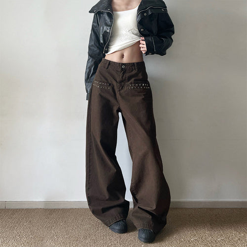Damen Extraweite Baggy-Hose mit Nietverzierung und Utility-Details Nord Taschen