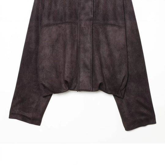 Damen Kurzblouson aus Velours‑Optik mit hohem Funnelkragen und elastischem Saum Nord Taschen