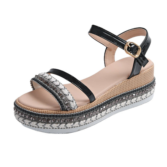 Damen Wedge-Sandaletten mit modischem Glitzer-Riemen und ergonomischem Fußbett Nord Taschen