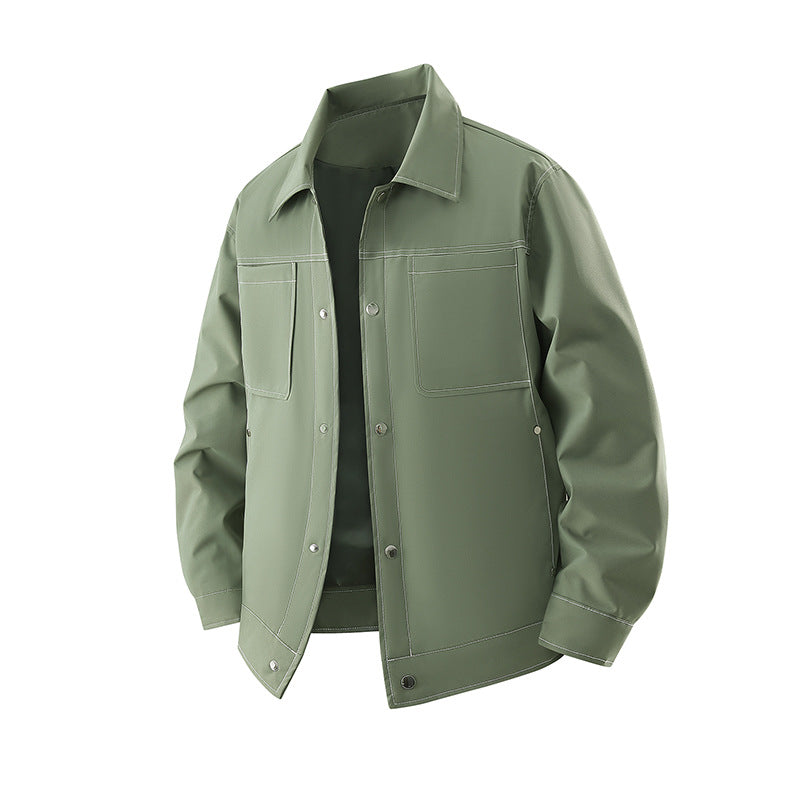 Herren Leichte Overshirt-Jacke aus strukturiertem Kunstleder mit aufgesetzten Brusttaschen Nord Taschen