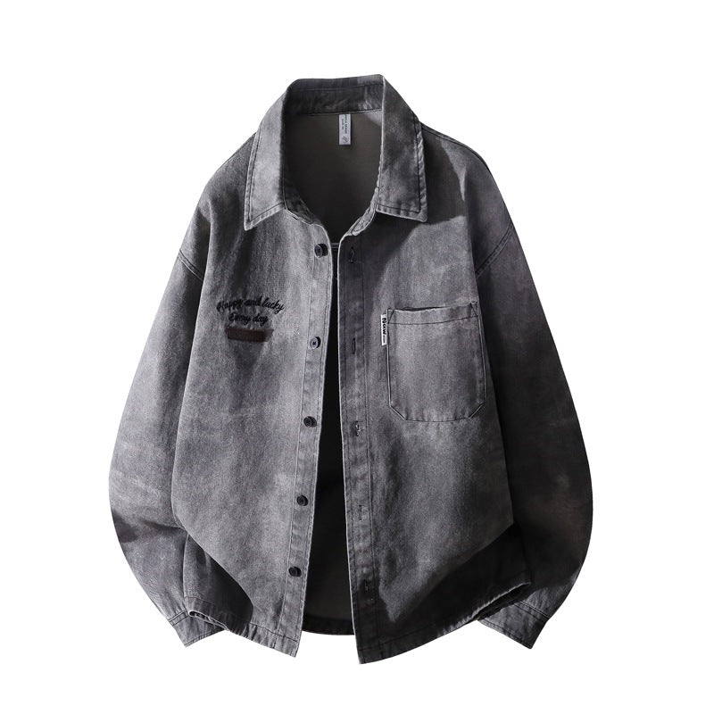 Herren Vintage-inspirierte Canvas-Überhemdjacke mit used-washed Effekt, kastiger Passform & aufgesetzter Brusttasche Nord Taschen