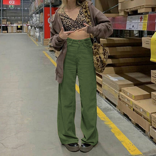 Damen Hochtaillierte weite Bundhose im Retro-Stil Nord Taschen