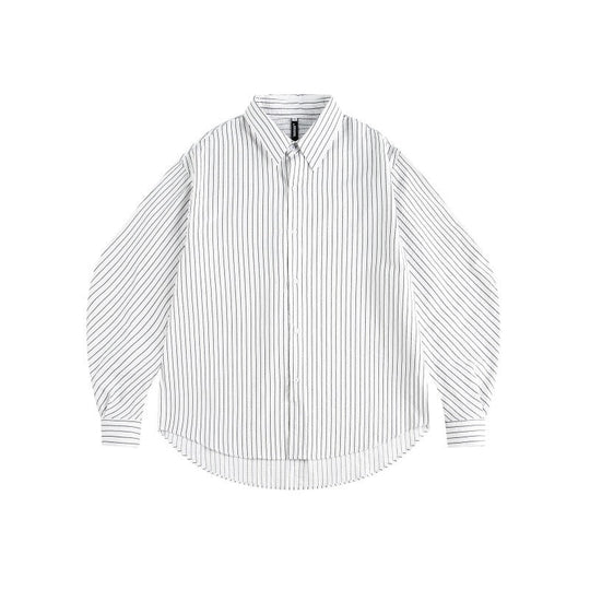 Damen Oversize-Hemdbluse mit feinem Nadelstreifen, Ballonärmeln und abgerundetem Saum Nord Taschen
