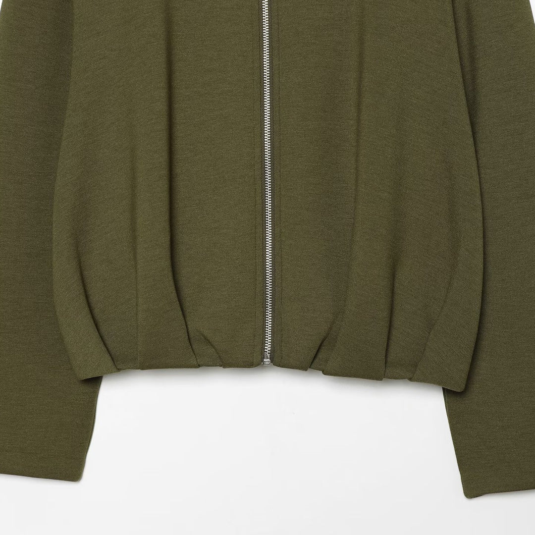 Damen Cropped Sweatjacke mit hohem Funnelkragen, durchgehendem Reißverschluss und tailliertem Saum Nord Taschen