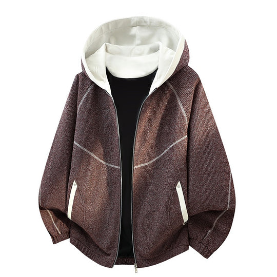 Damen Oversize-Struktur-Kapuzenjacke mit Kontrastfutter, durchgehendem Reißverschluss & Eingrifftaschen Nord Taschen