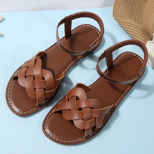 Damen bequeme geflochtene Sandalen mit verstellbarem Riemen