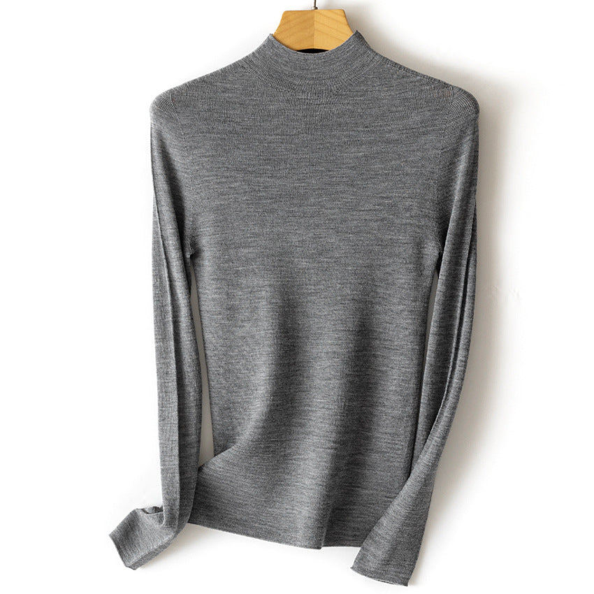 Damen Feinstrick-Longsleeve mit kurzem Stehkragen und schlanker Silhouette Nord Taschen