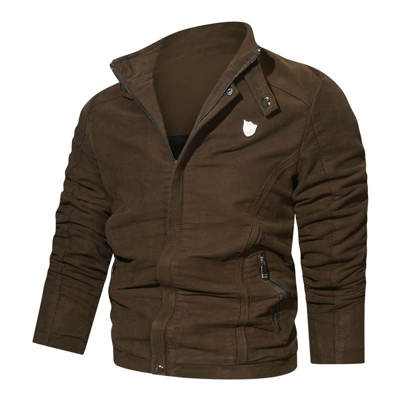 Herren Wildleder-Optik Zip-Blouson im Worker-Cut mit Stehkragen Nord Taschen