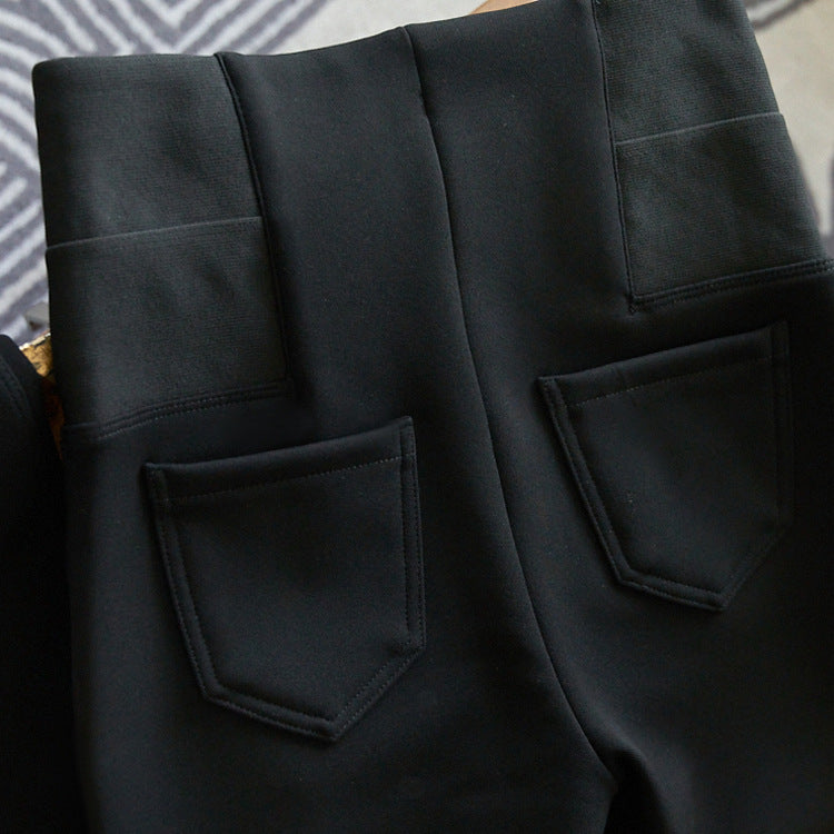 Damen Hochtaillierte schmale Stretchhose mit nahtlosem Bund und konischem Bein Nord Taschen