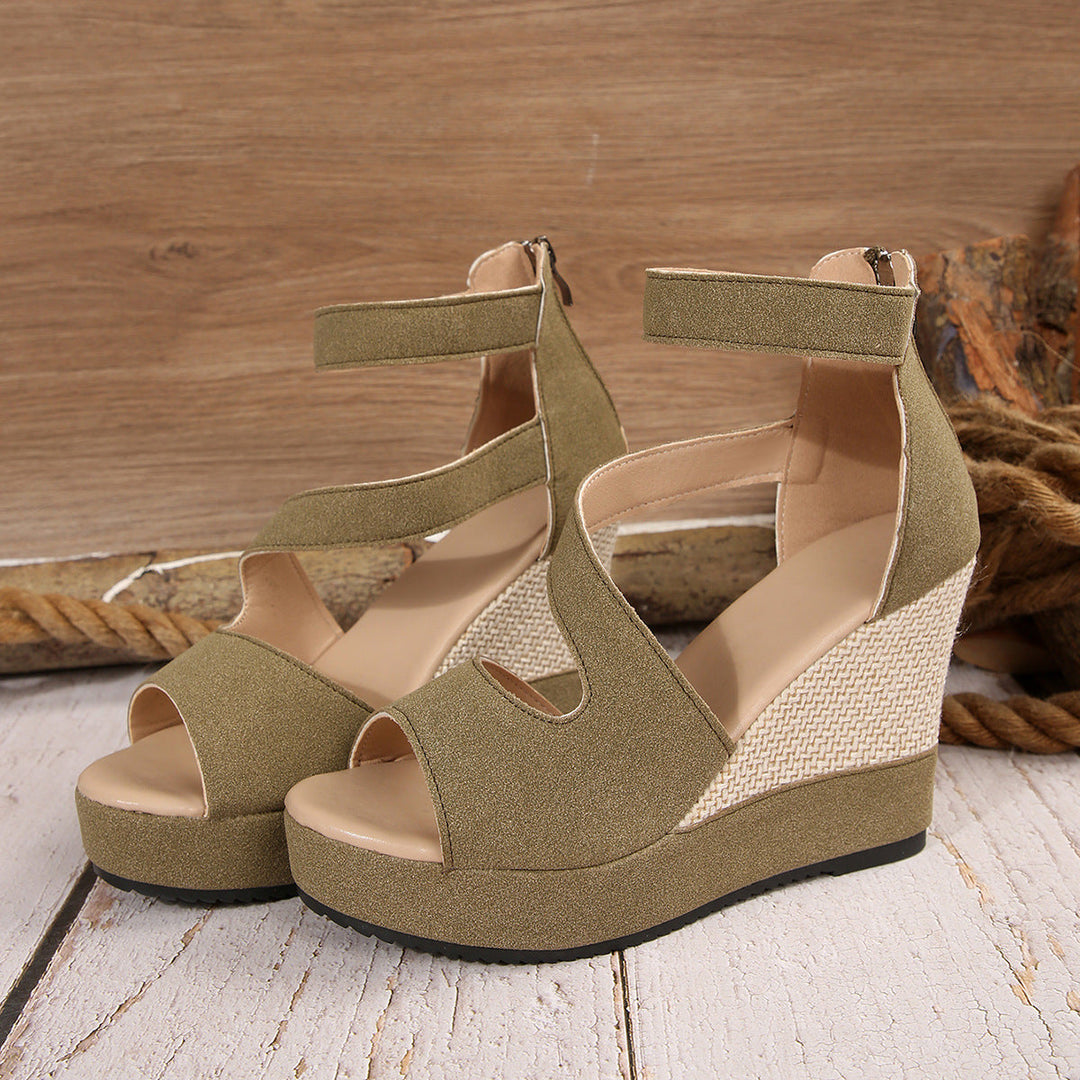 Damen Keil-Sandalen mit atmungsaktiven Riemen und rutschfester Sohle