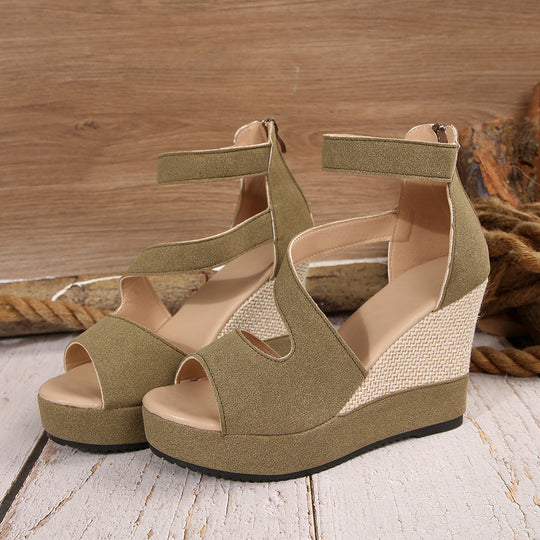 Damen Keil-Sandalen mit atmungsaktiven Riemen und rutschfester Sohle