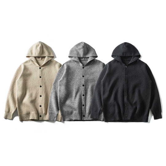 Unisex Leichte Kapuzen‑Strickjacke mit Druckknopfleiste und Rippbündchen Nord Taschen