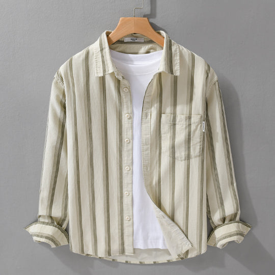 Herren Freizeithemd im Overshirt‑Stil aus leichtem Baumwollmix mit vertikalen Streifen Nord Taschen